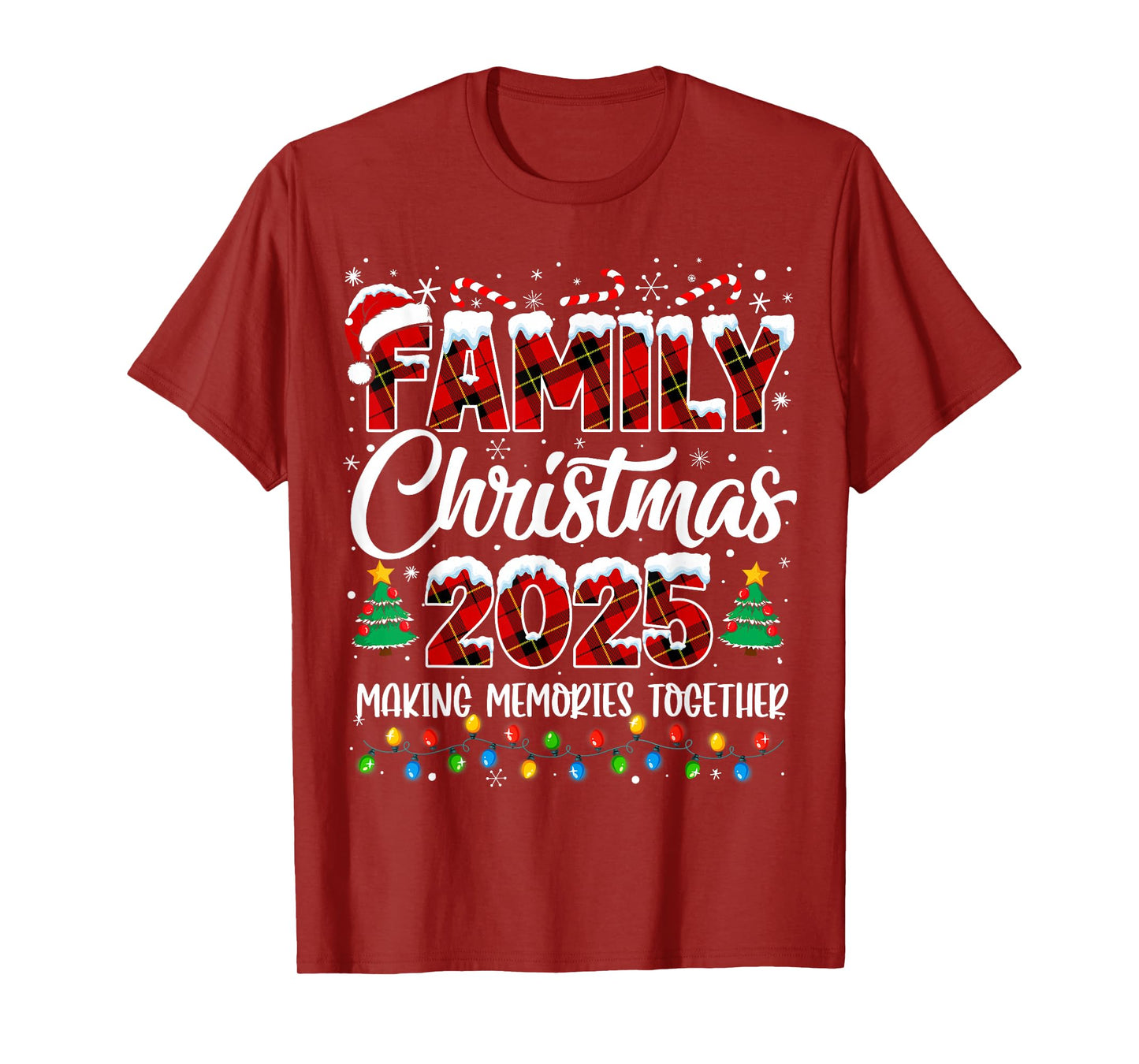 Family Christmas 2025 Matching Squad Santa Red Plaid Xmas T-Shirt