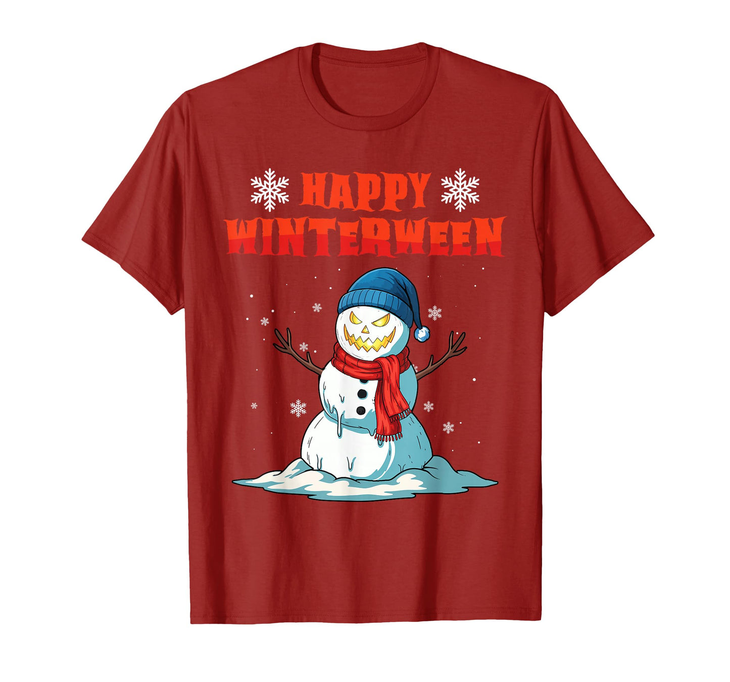 Happy Winterween Winter Halloween Christmas Spooky Snow Man T-Shirt