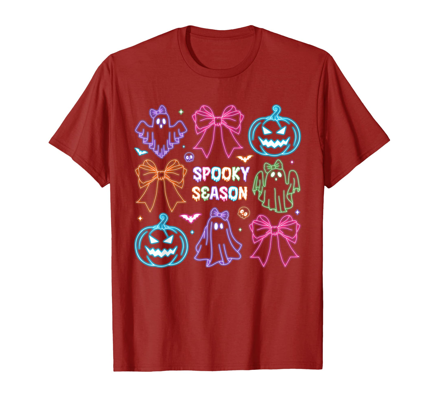 Spooky Season Cute Ghost Neon Halloween Neon Lights Costume T-Shirt