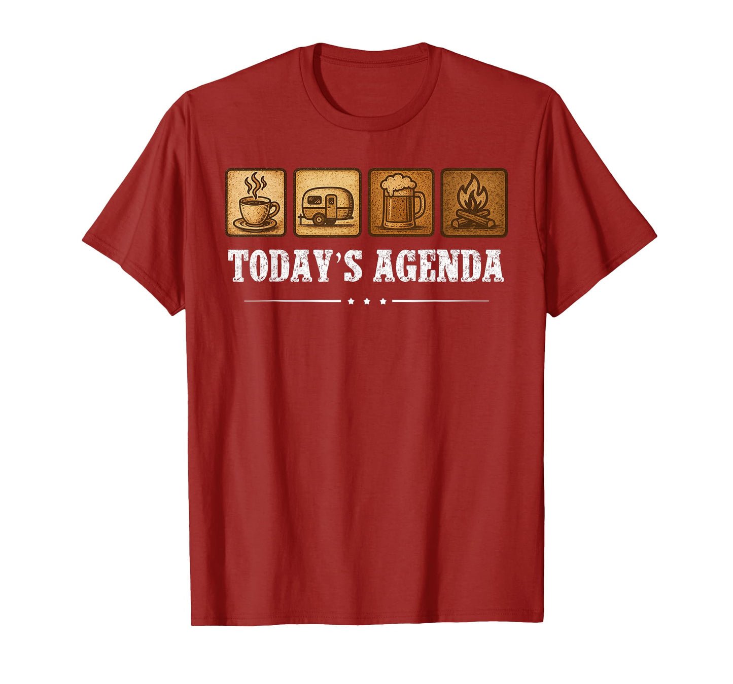Today's Agenda Vintage Mountain Camping Funny Camping T-Shirt