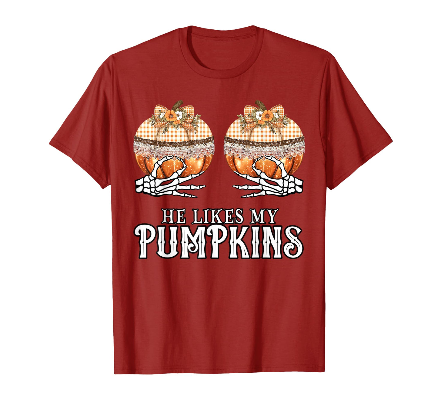He Likes My Lace Pumpkins I Love His Broomstick Couples T-Shirt