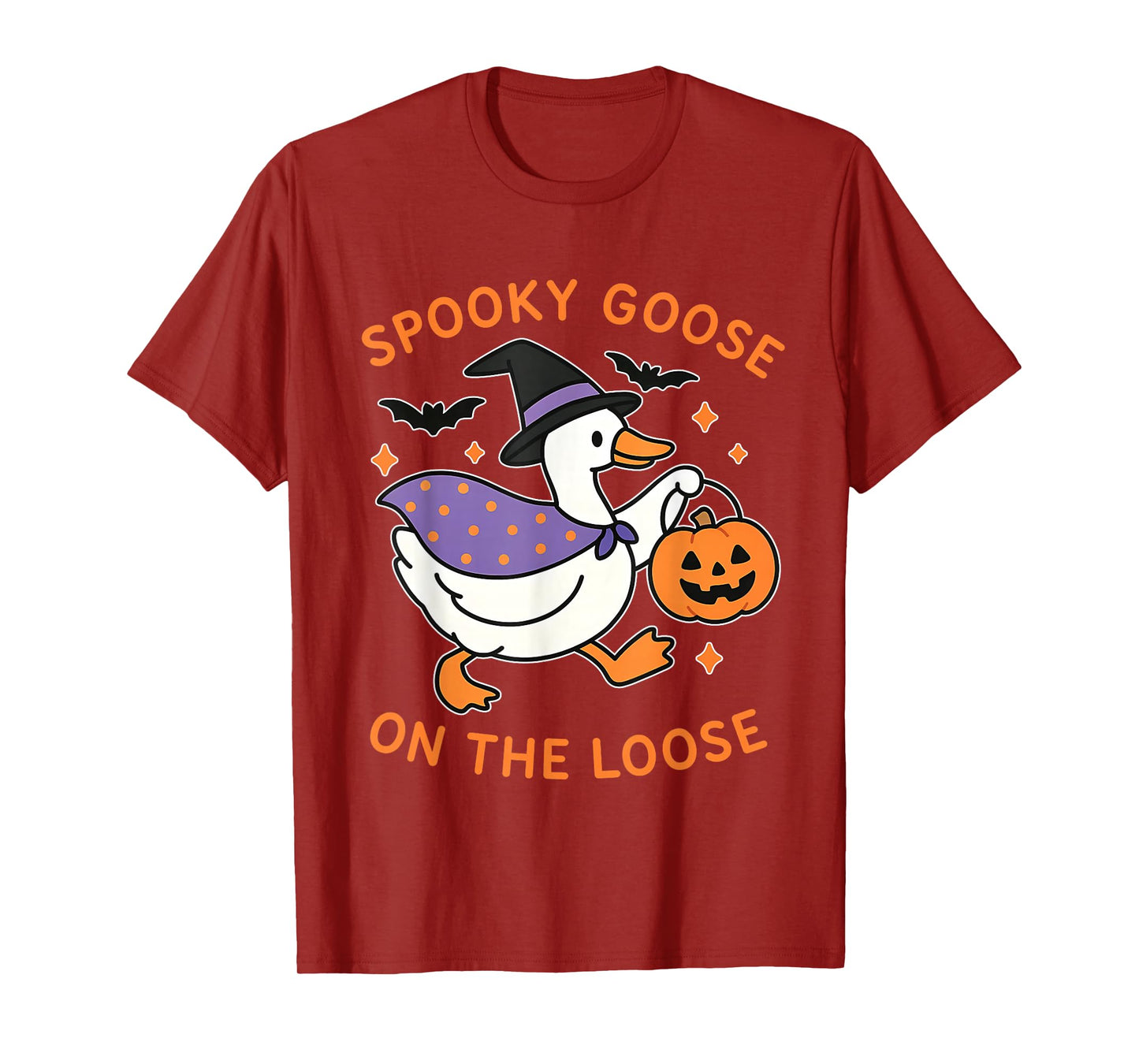Spooky Goose Witch Pumpkin Funny Halloween T-Shirt