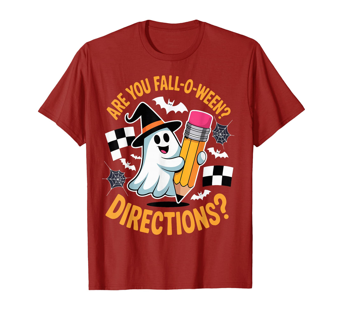 are You Fall O Ween Directions Halloween Teacher Ghost Retro T-Shirt