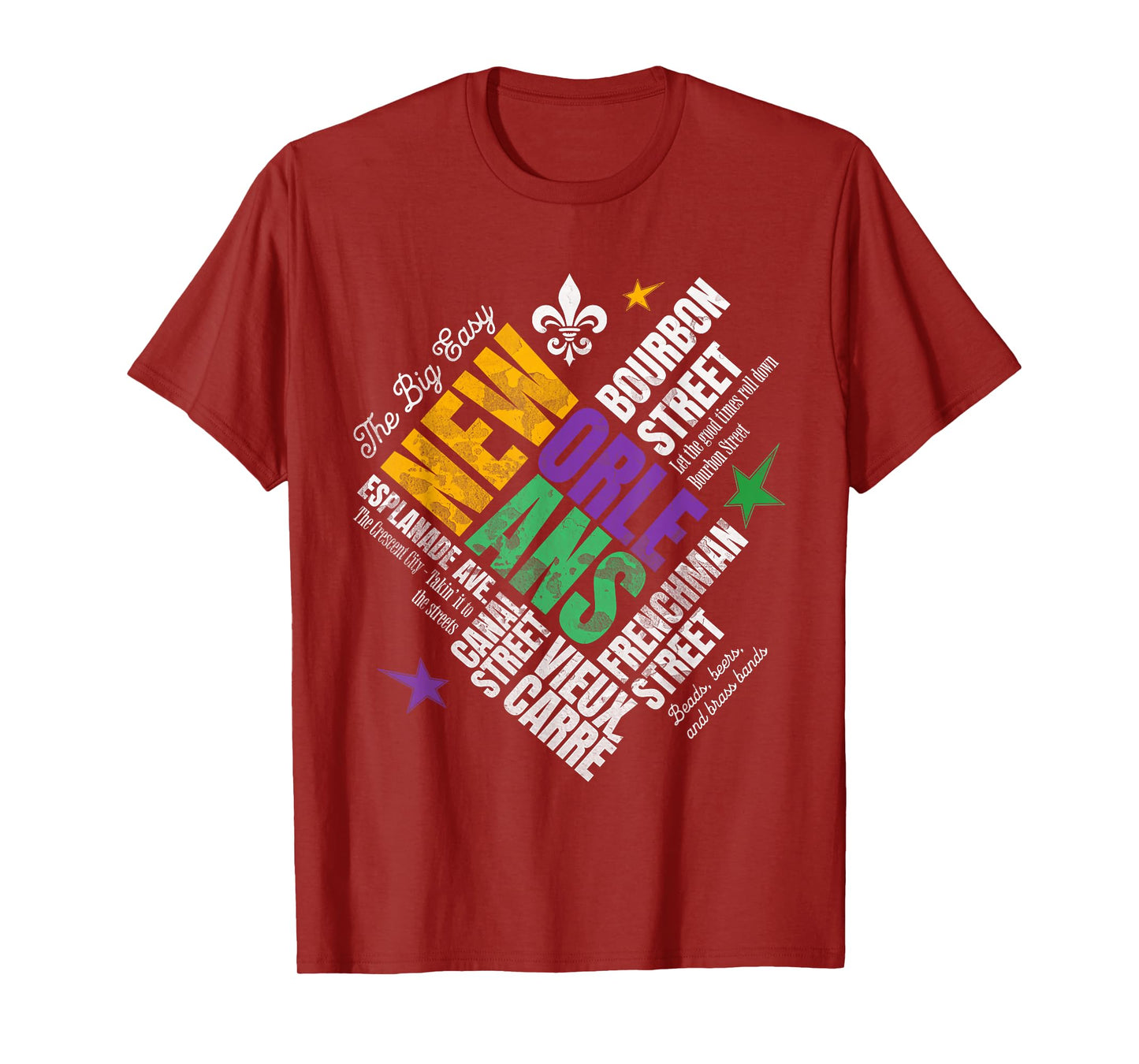 New-Orleans, Louisiana s Vintage Mardi Gras WordCloud T-Shirt