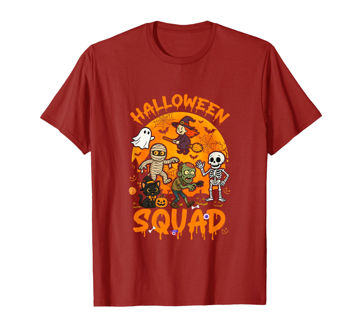 Halloween Squad Horror Group Witch Mummy Zombie Skeleton T-Shirt