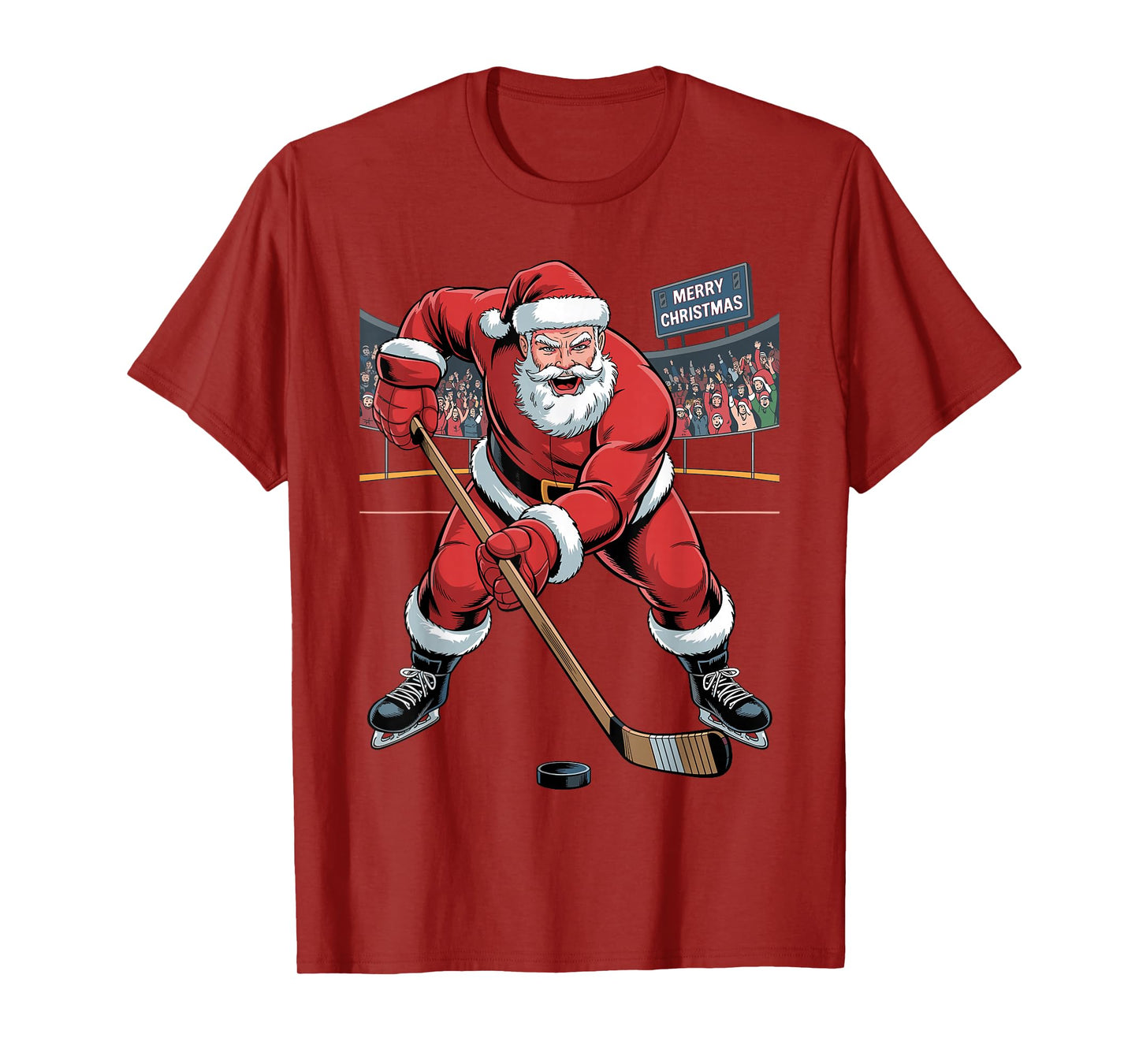 Funny Santa Playing Hockey Holiday Christmas Xmas Pajama T-Shirt