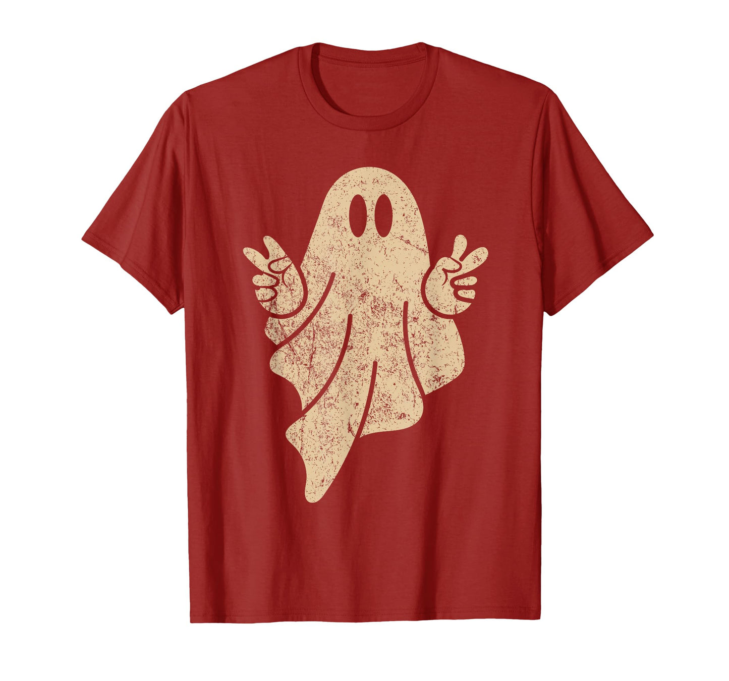 Cute Ghost Peace Sign Vintage Retro Grunge Halloween Spooky T-Shirt