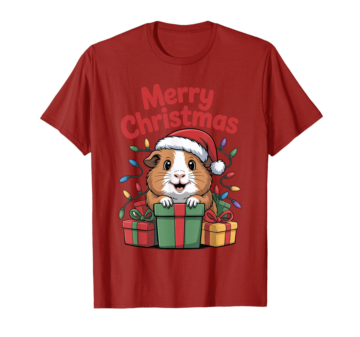 Guinea Pig Santa Hat Christmas Design Funny Pet Lovers T-Shirt