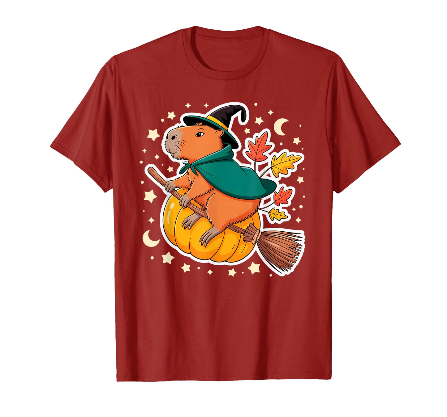 Capybara Witch Hat Halloween Pumpkin Ride T-Shirt