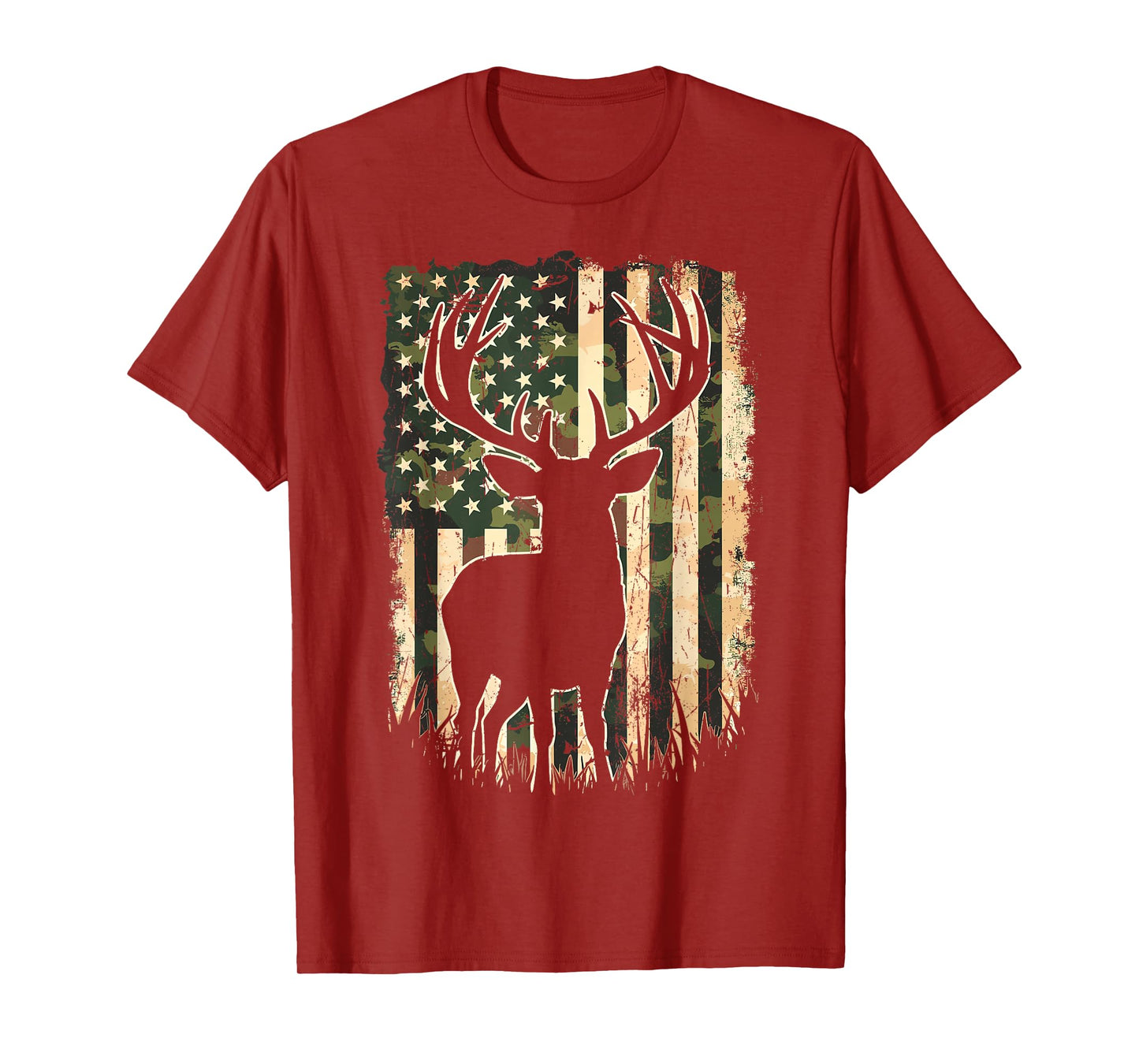Camo US Flag Deer Hunting Camoflage Hunter T-Shirt