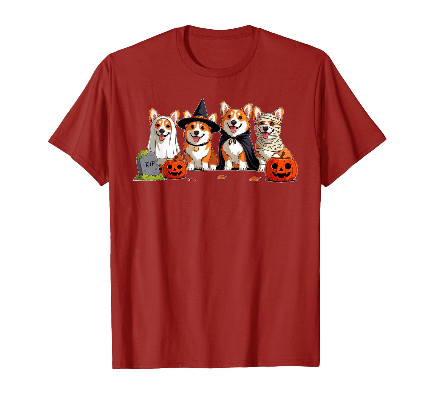 Corgi Dog Ghost Witch Mummy Pumpkin Funny Halloween Costume T-Shirt