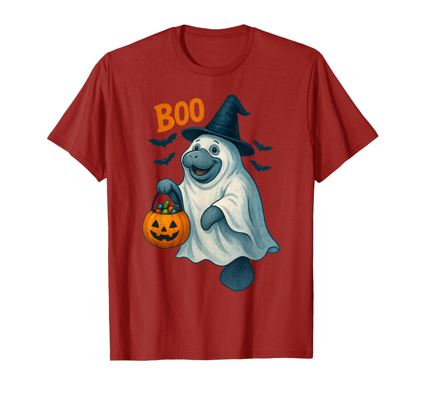 Manatee Witch Hat Pumpkin Halloween Costume Men Women Kids T-Shirt