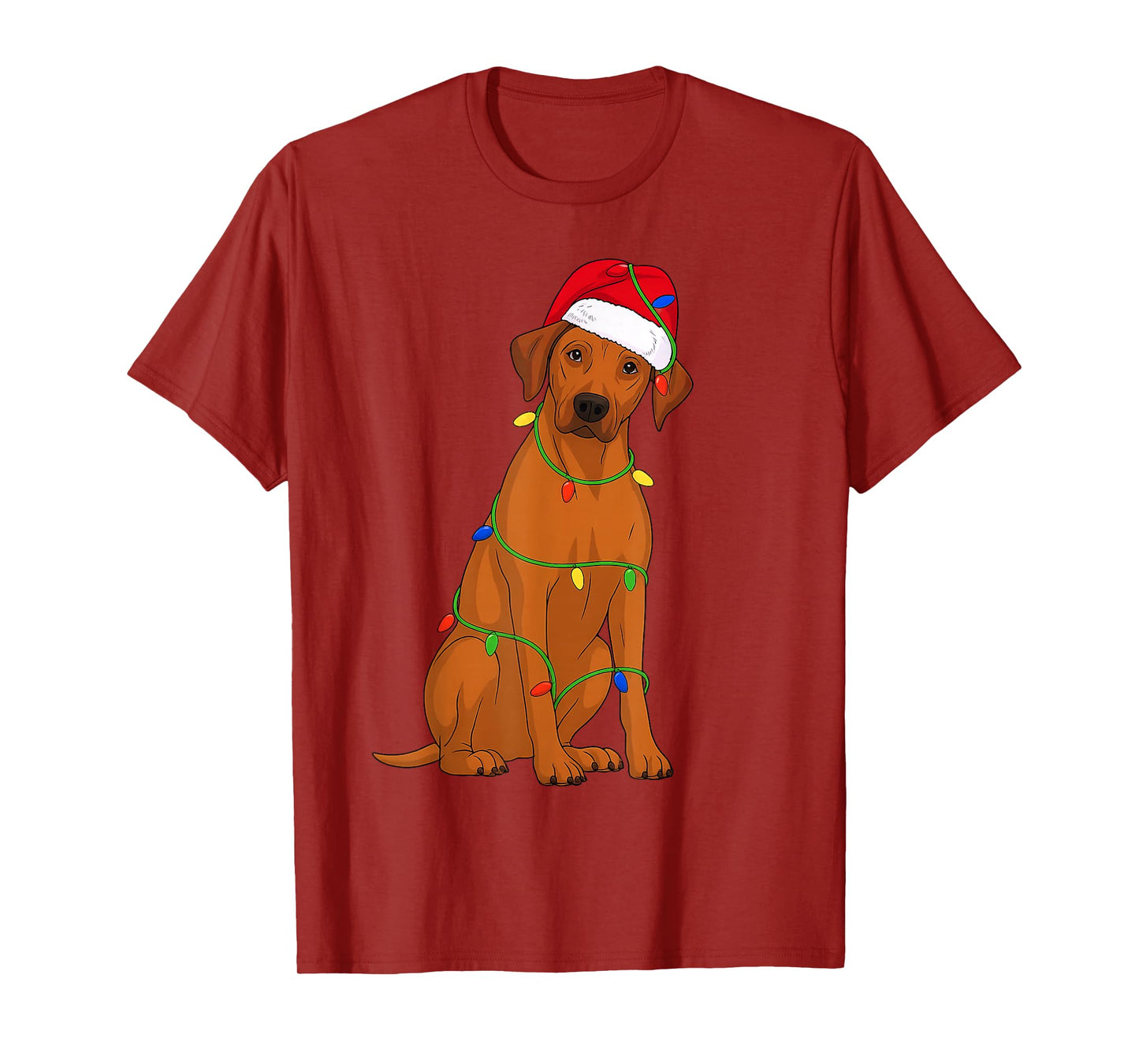 Rhodesian Ridgeback Christmas Tree Lights Holiday Dog Lover T-Shirt