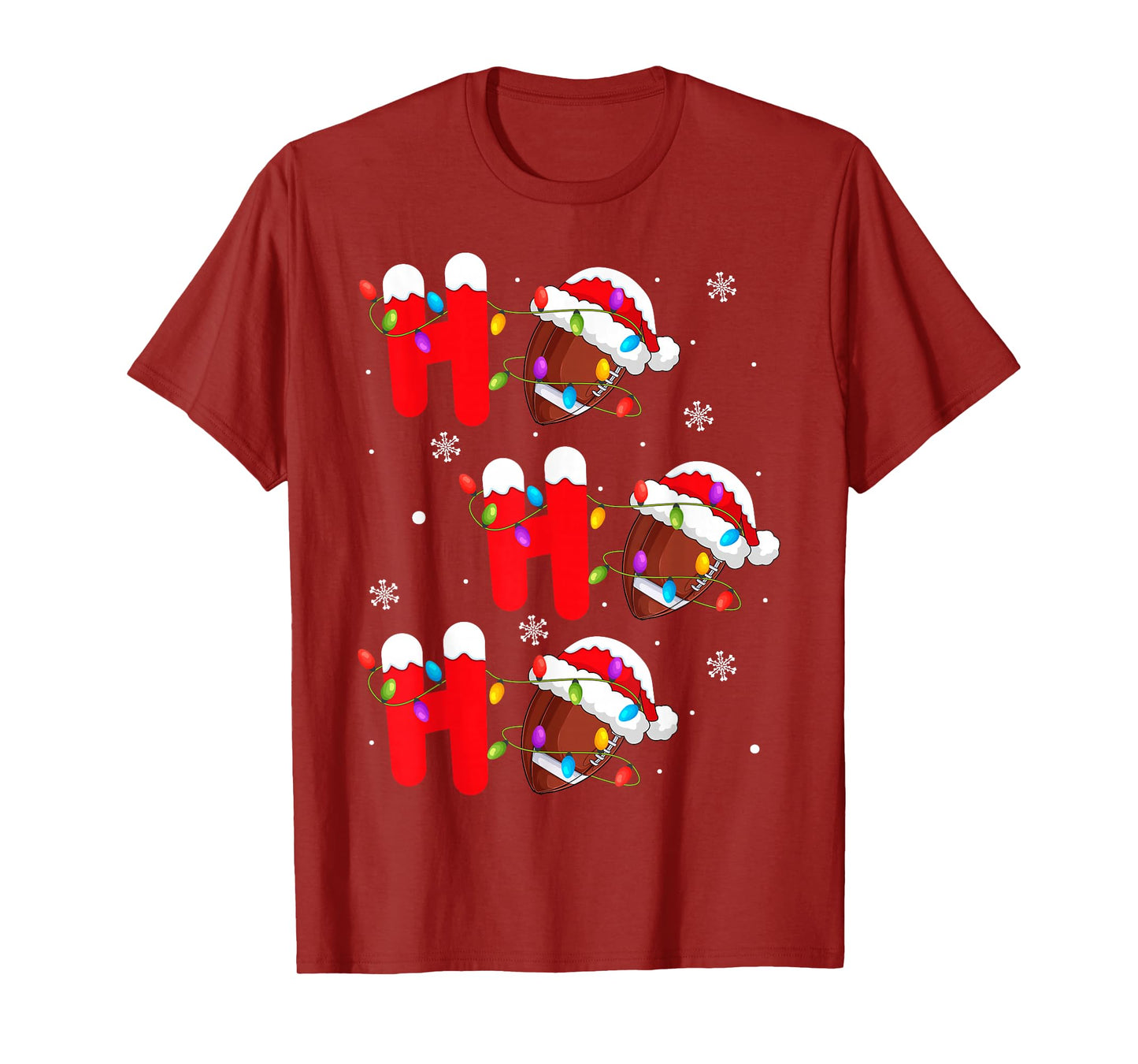 Football Christmas Ho Ho Ho Santa Sports Player Funny Xmas T-Shirt