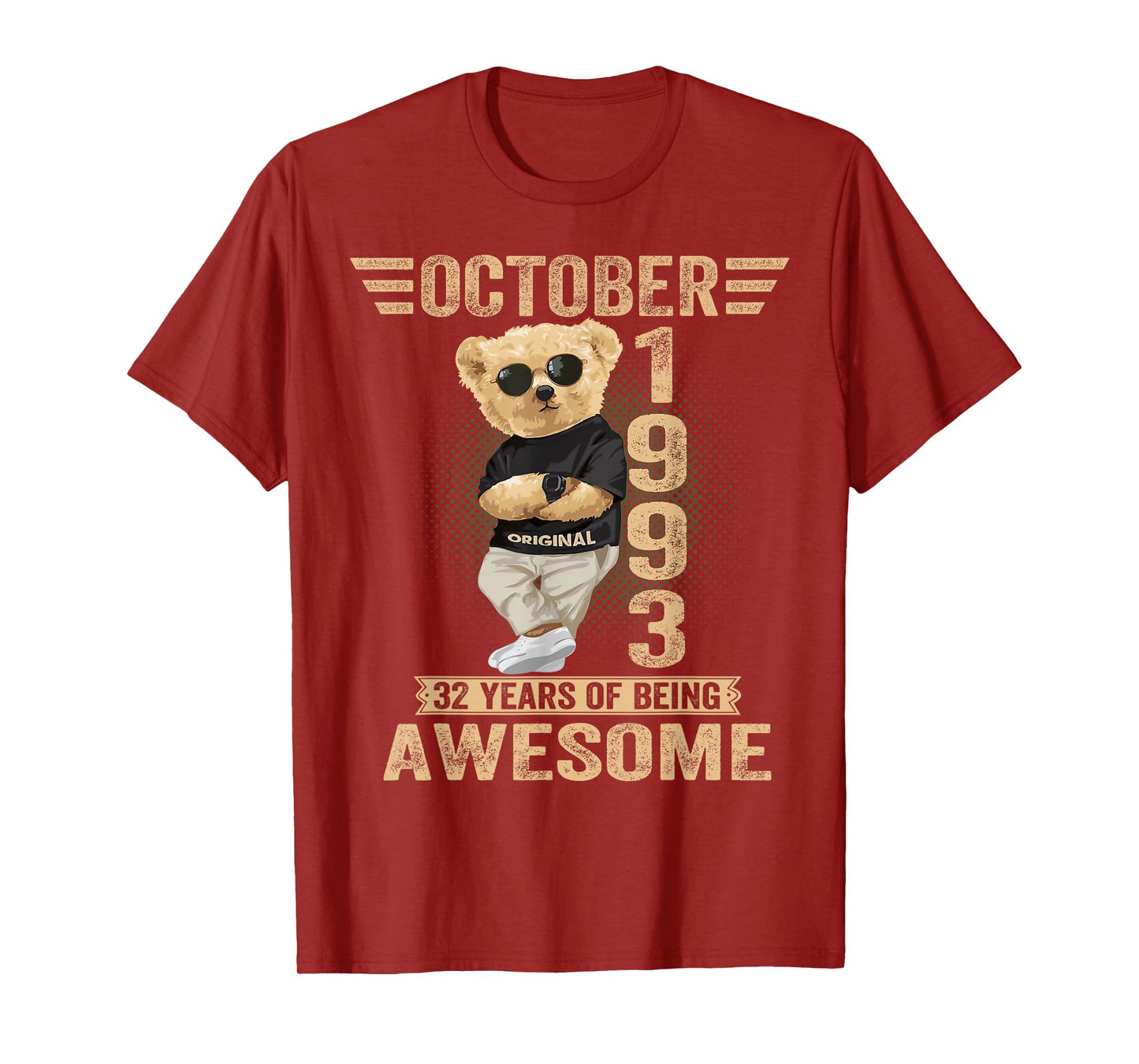 October 32nd Birthday Men Women 1993 Awesome Teddy Bear T-Shirt