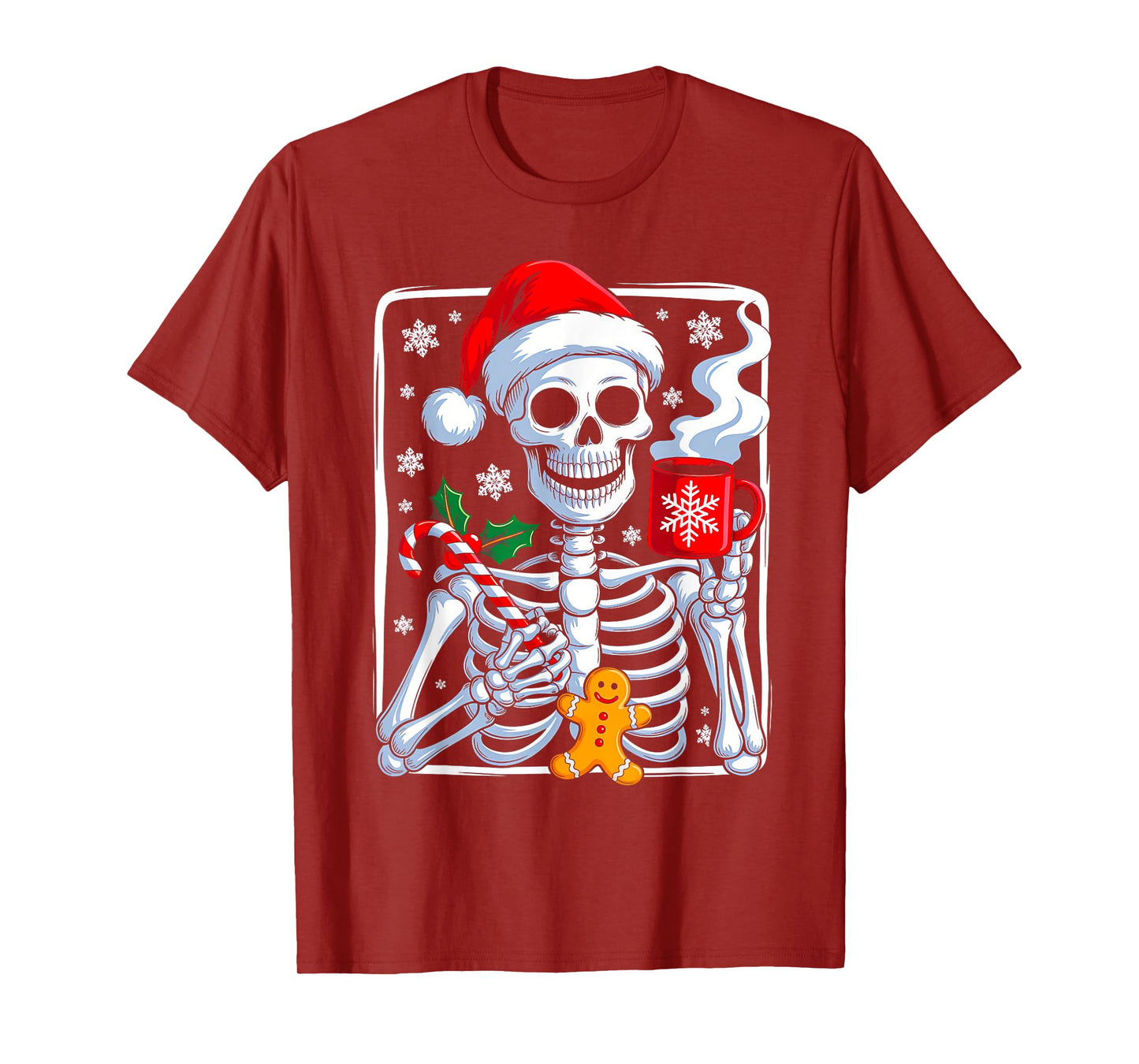 Funny Christmas Skeleton Hot Chocolate Xmas Men Women Kids T-Shirt