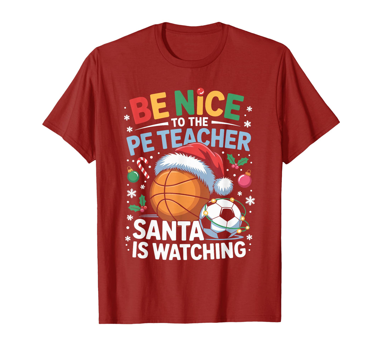 Funny PE Teacher Christmas Physical Education Xmas T-Shirt