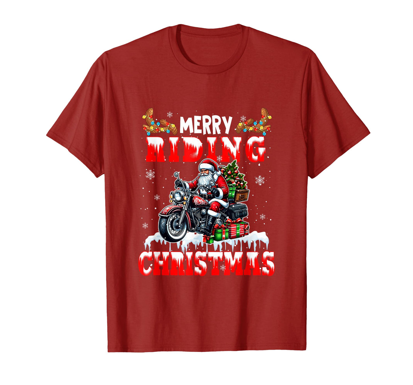 Merry Christmas Riding Santa Colorful Costume Sport Lover T-Shirt