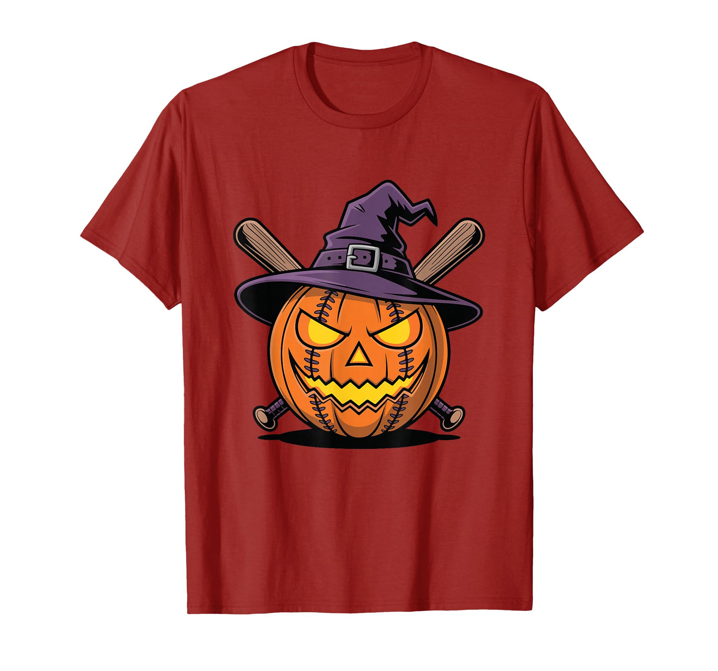 Witchy Baseball Pumpkin Scary Halloween T-Shirt