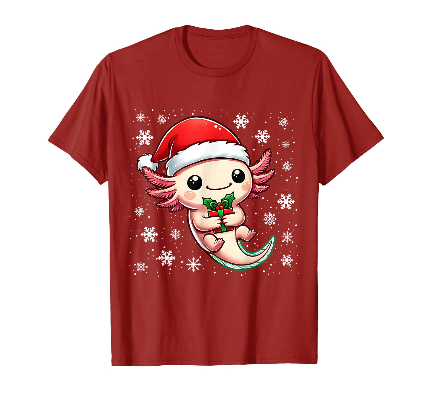 Christmas Axolotl Santa Hat Boy Girl Kids Xmas Axolotl Lover T-Shirt