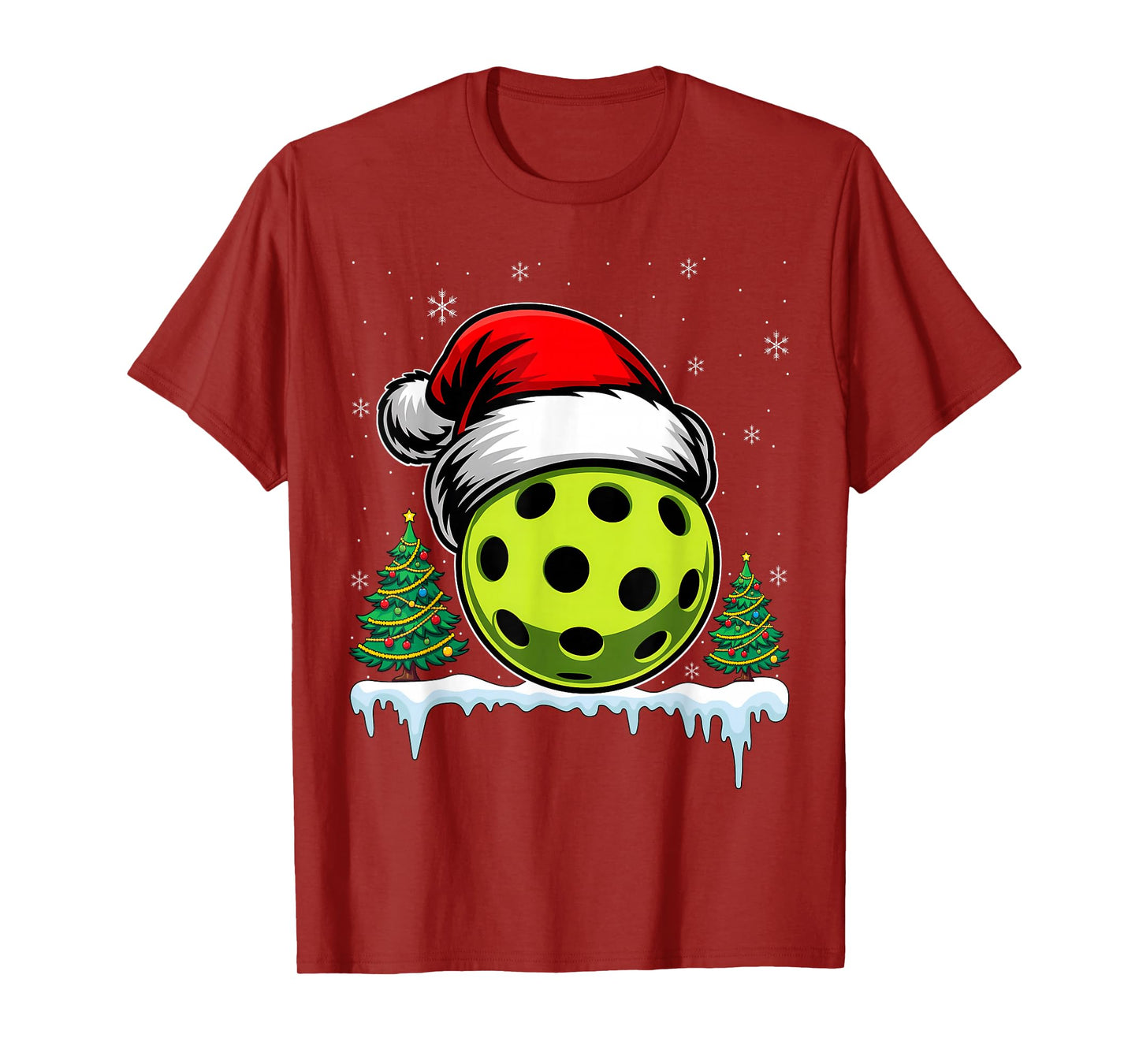 Christmas Pickleball Pickle Ball Santa Hat Funny Sport Xmas T-Shirt