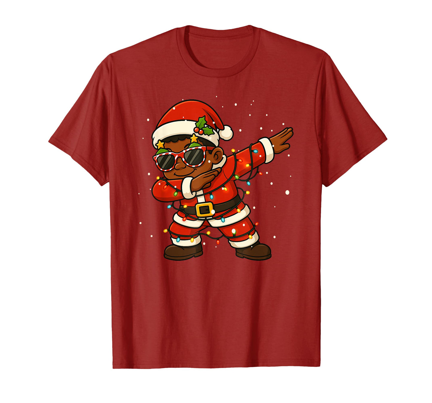 Funny Black Kid Merry Christmas Dabbing Santa Xmas Boys Girl T-Shirt