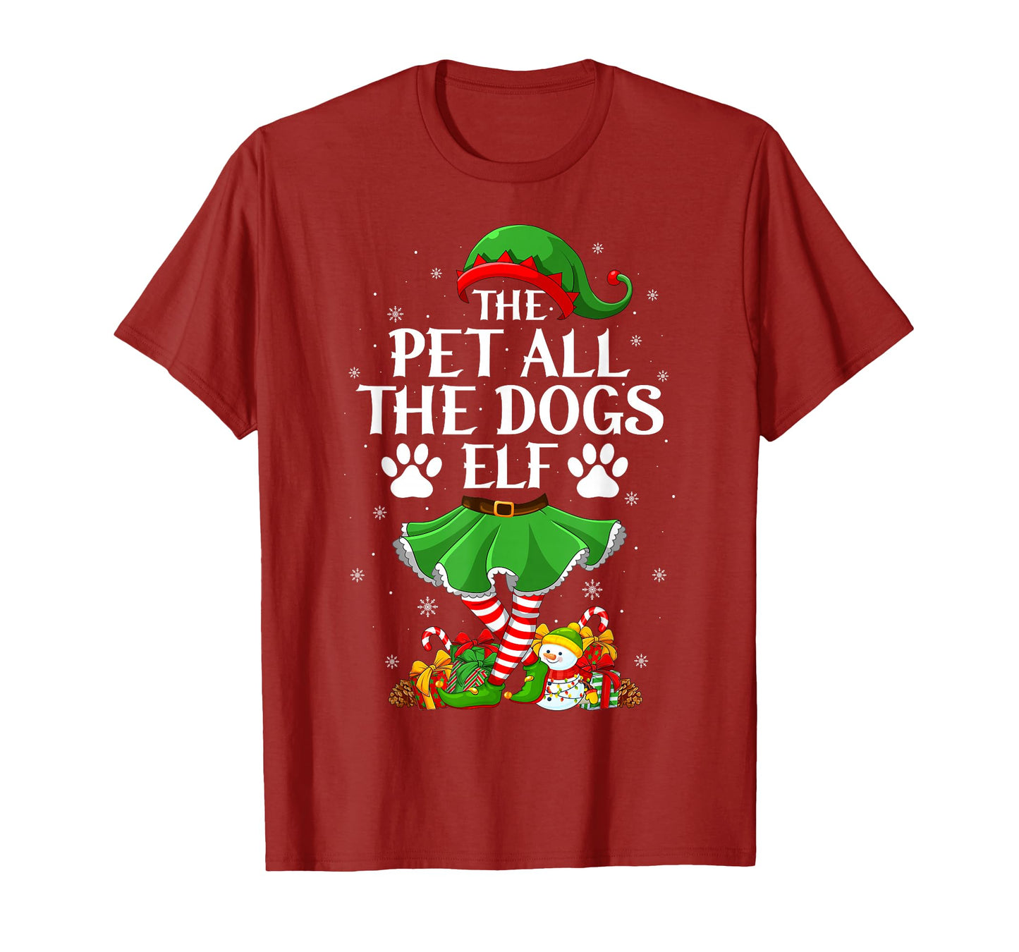 Pet All The Dogs Elf Christmas Family Elf Squad Girls Women T-Shirt