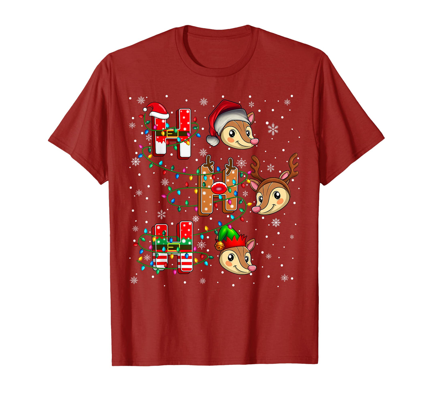 Ho Ho Ho Santa Reindeer Hat Elf Armadillo Animal Christmas T-Shirt