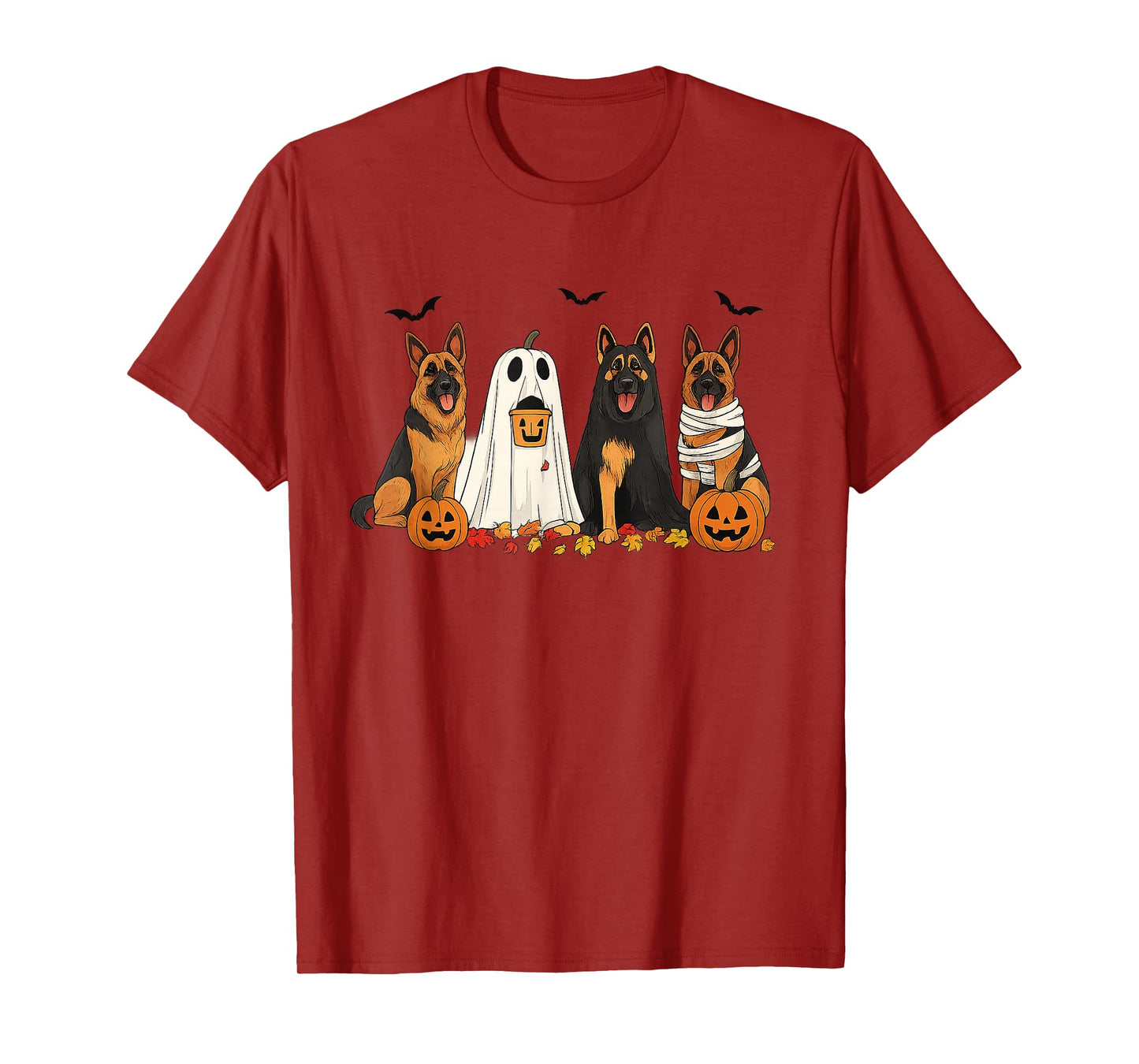 German Shepherd Ghost Pumpkin Halloween Costume Fall T-Shirt