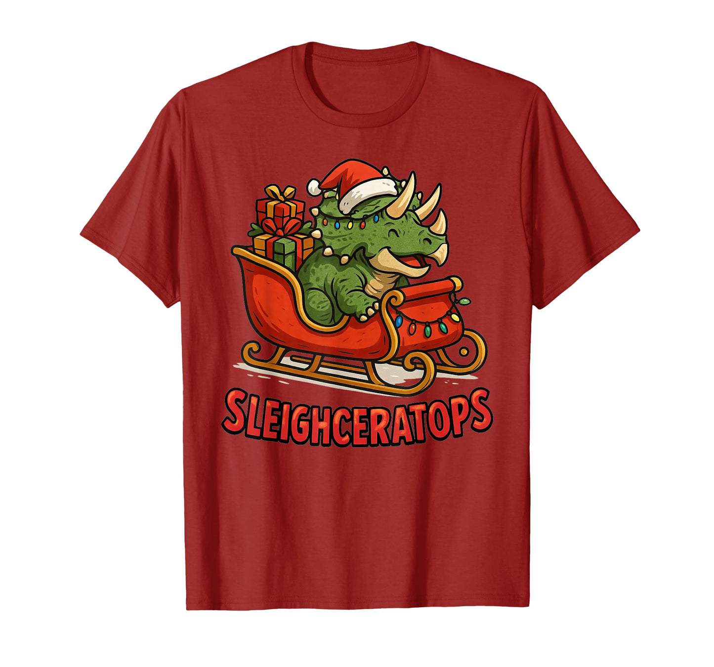 Sleighceratops Cute Ceratops Dinosaur Funny Christmas Dino T-Shirt
