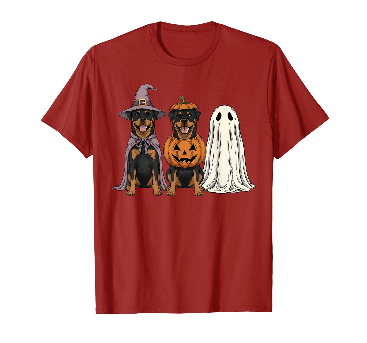 Spooky Ghost Rottweiler Pumpkin Halloween Rottie Dog Lover T-Shirt