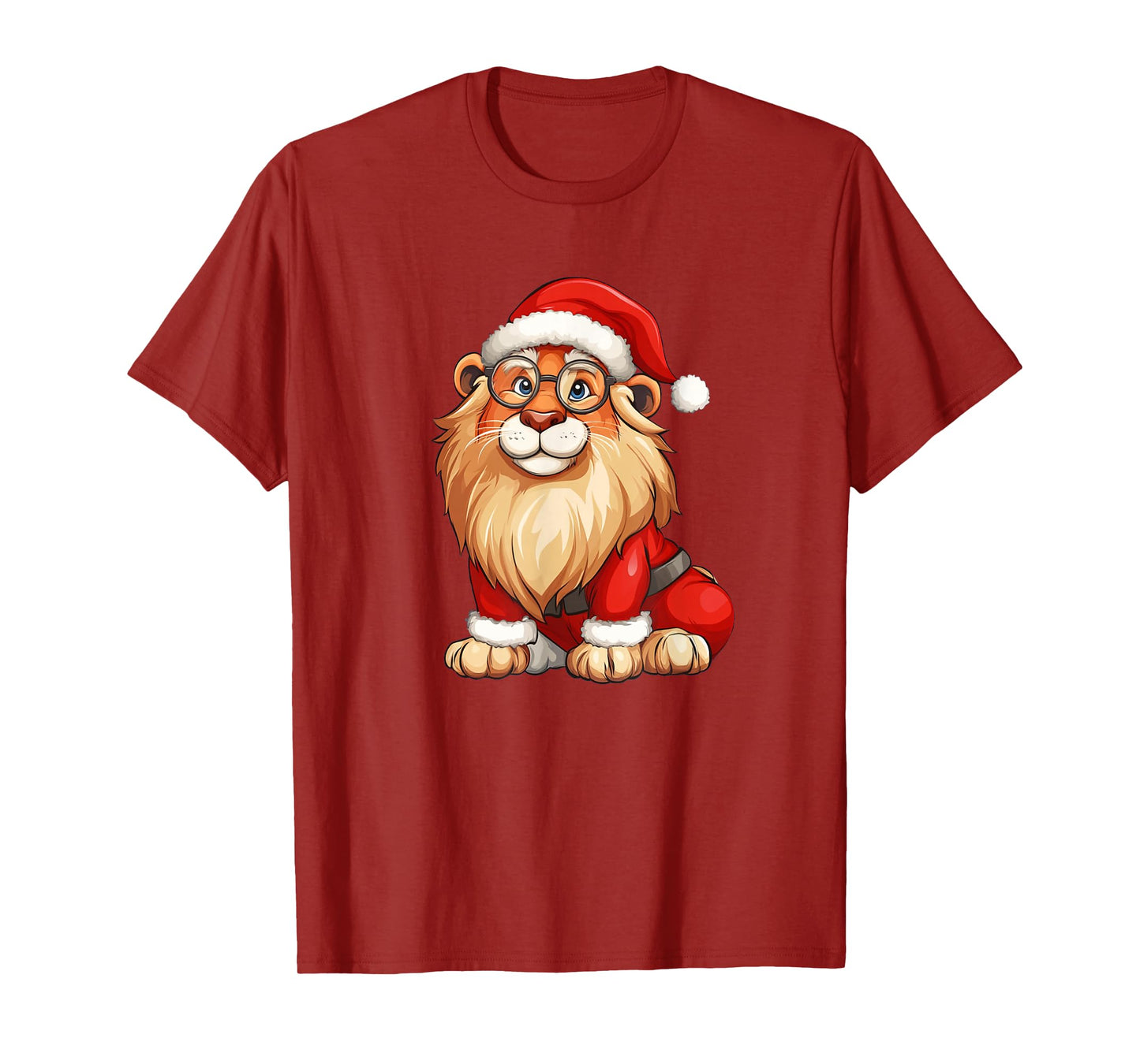 Festive Lion Roaring in a Santa Claus Hat Costume T-Shirt
