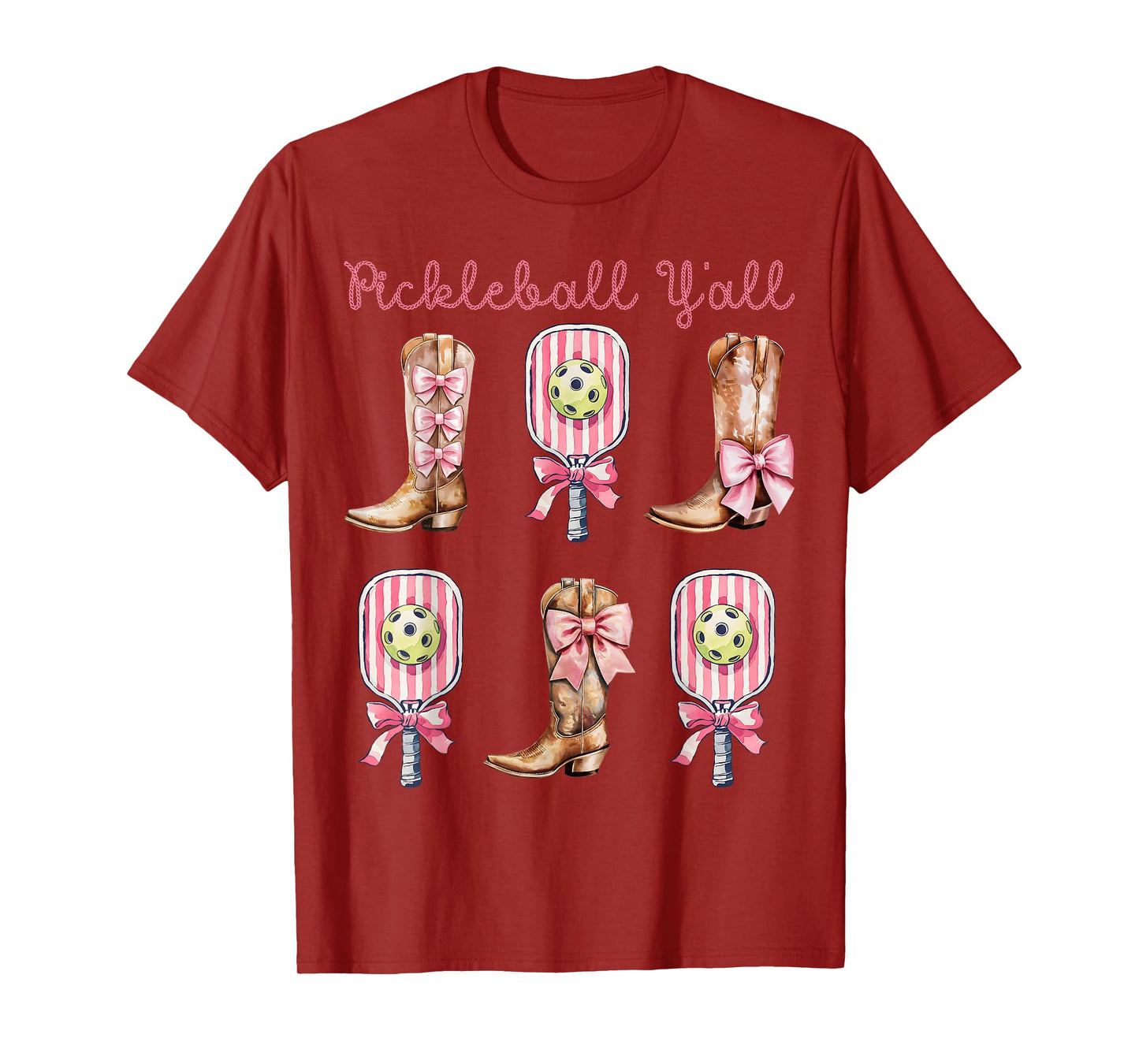 Pickleball Y'all Western Boots and Paddle Funny Pickleball T-Shirt