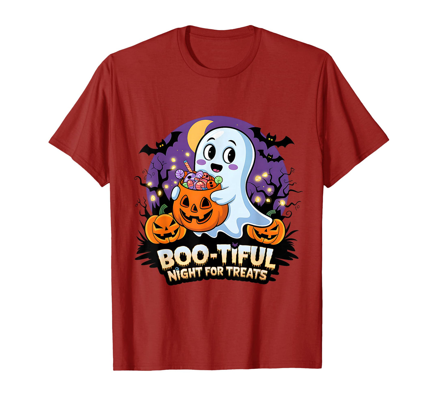 Cute Funny Ghost Halloween Design Boo-Tiful Night for Treats T-Shirt