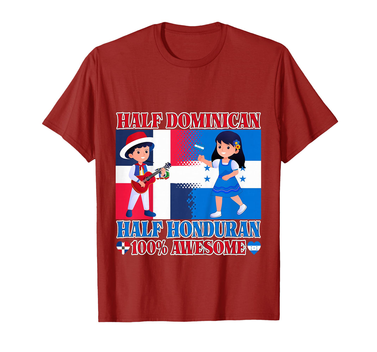 Half Honduran Half Dominican Republic Flag Toddler Girl Boy T-Shirt