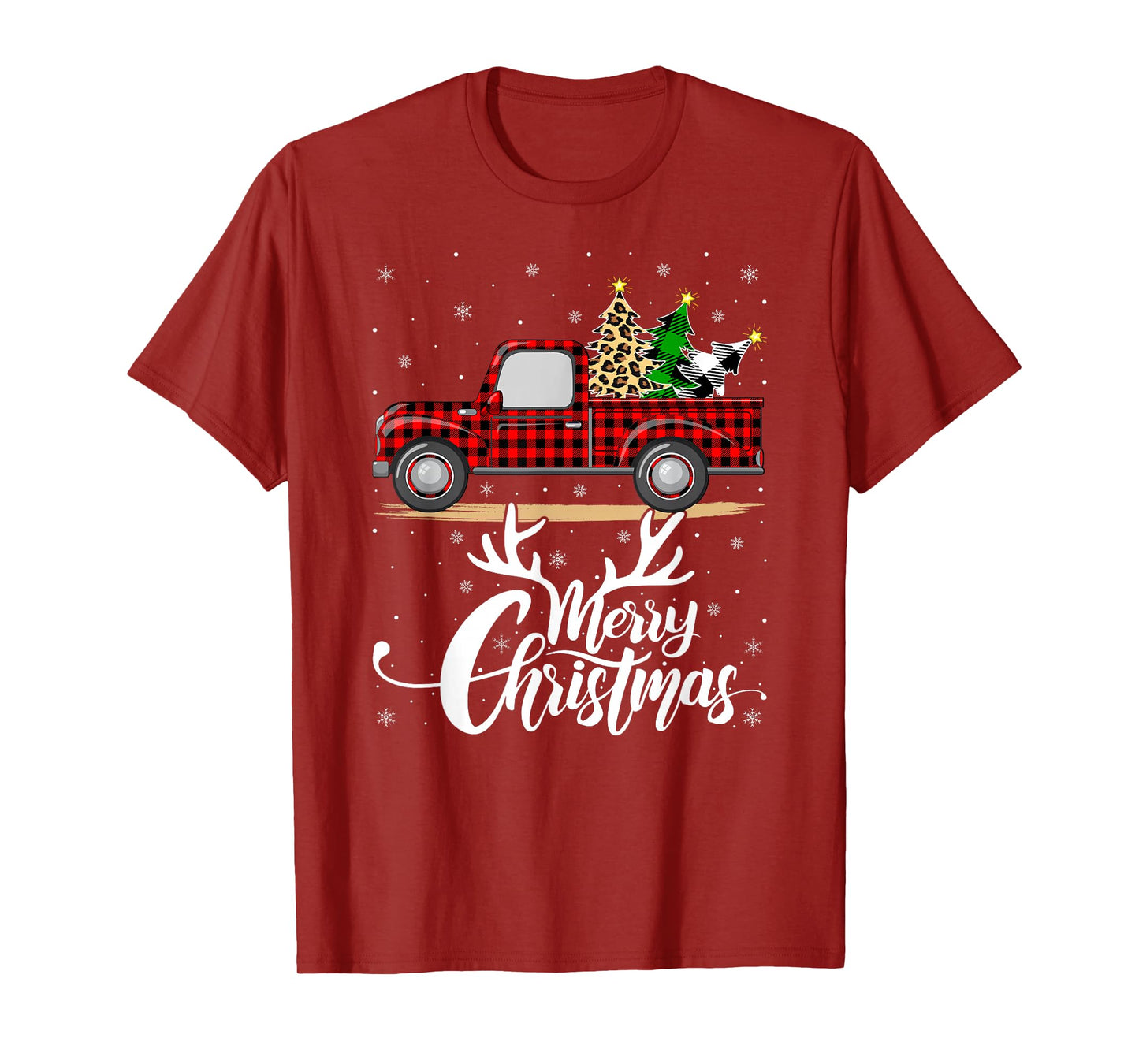 Merry Christmas Tree Buffalo Plaid Truck Family Group Xmas T-Shirt