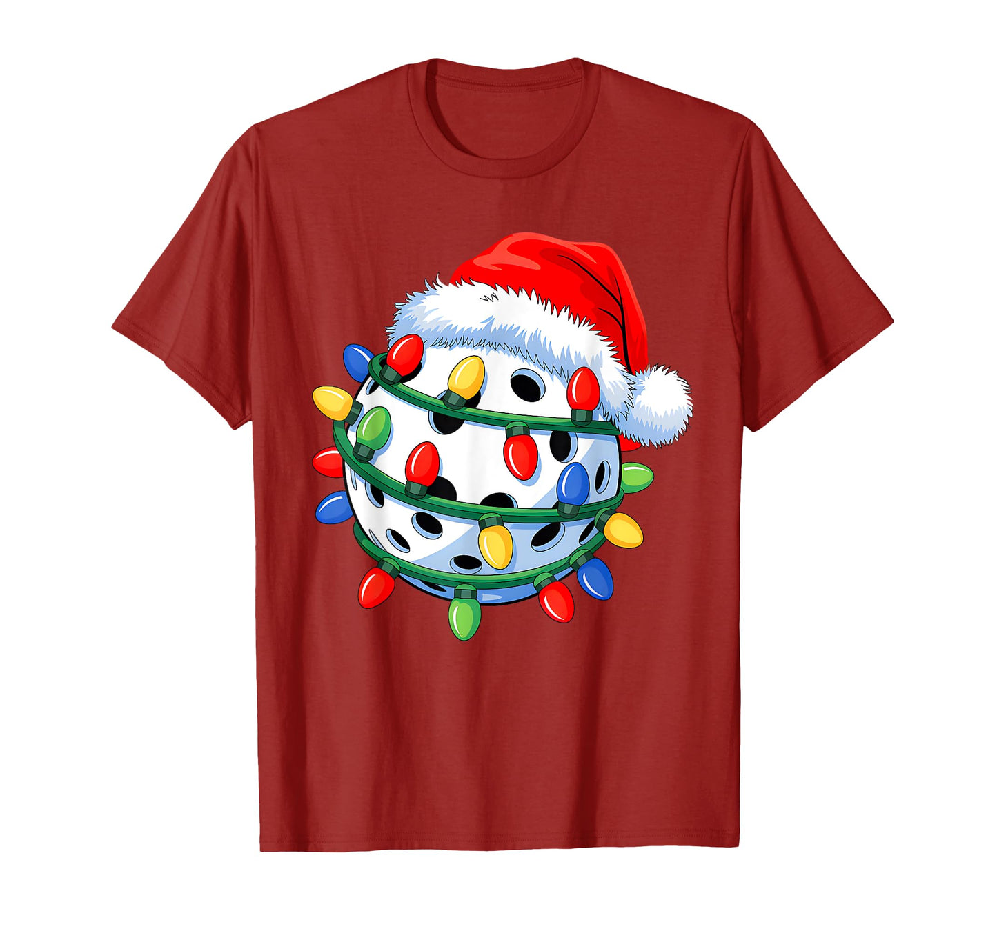 Pickleball Ball Santa Hat Christmas Pickleball Xmas Lights T-Shirt