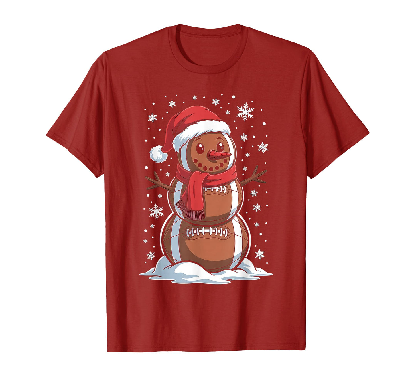 Merry Christmas Football Snowman Holiday Sports Xmas Pajamas T-Shirt