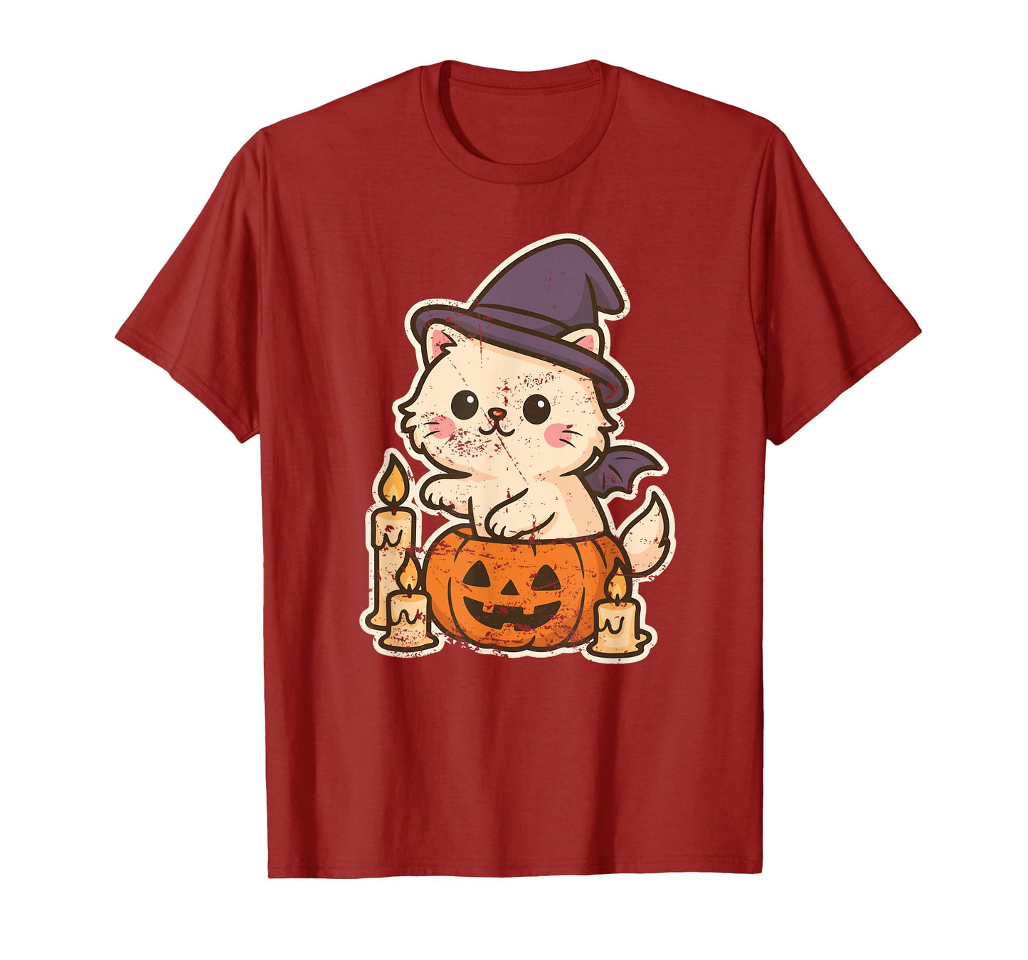 Witch Cat on Pumpkin with Candles T-Shirt