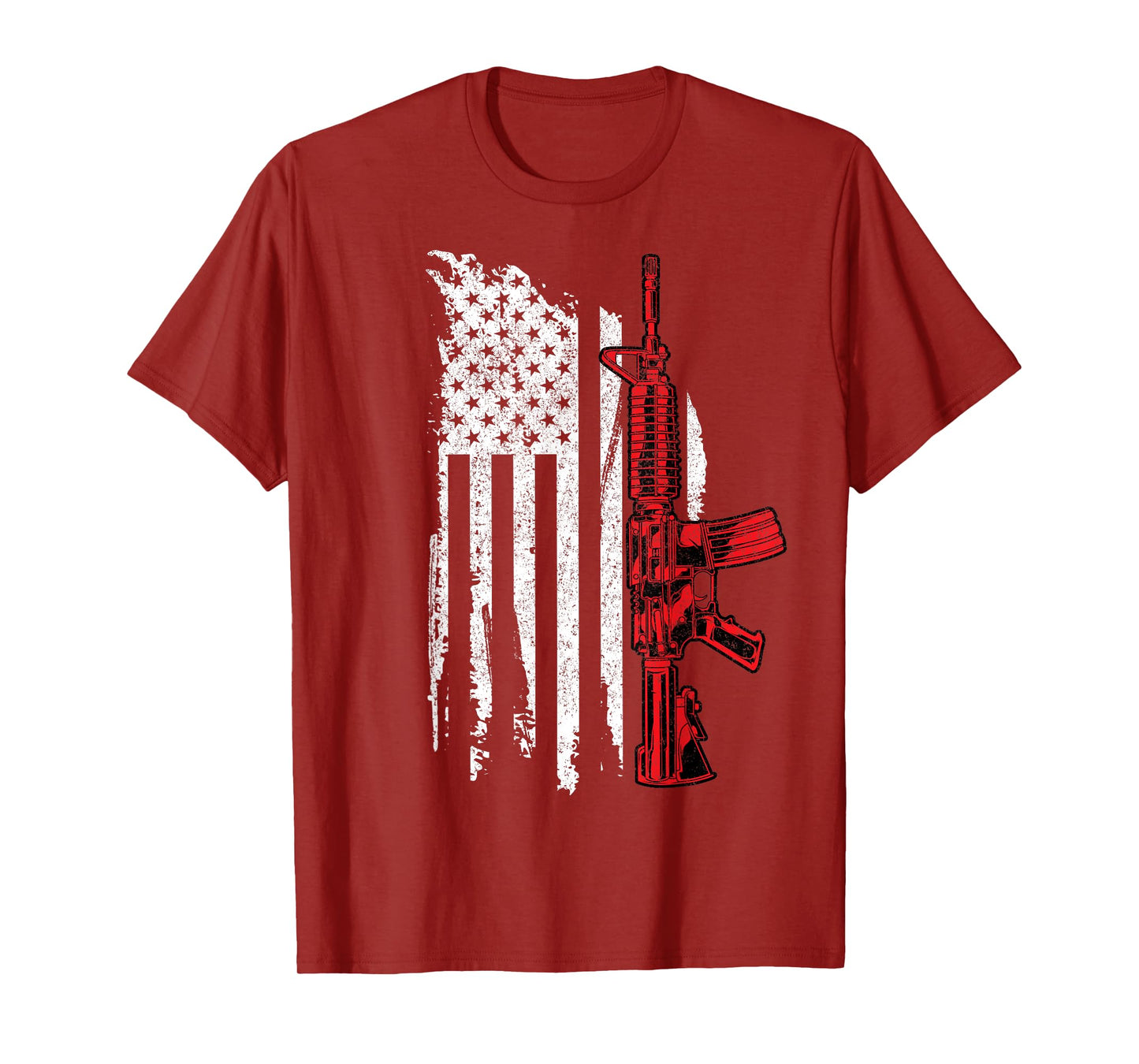 AR-15 Assault Rifle USA Flag Gun T Thin Red Line T-Shirt for Women Men