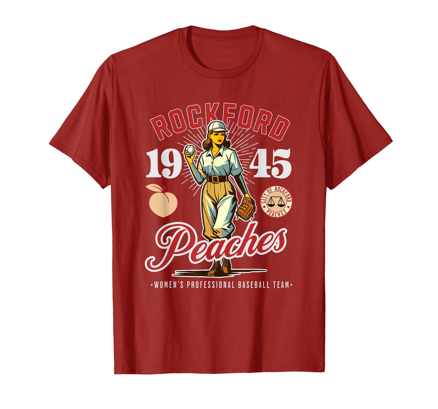 Rockford Peaches Women's Baseball Team 1945 Vintage T-Shirt