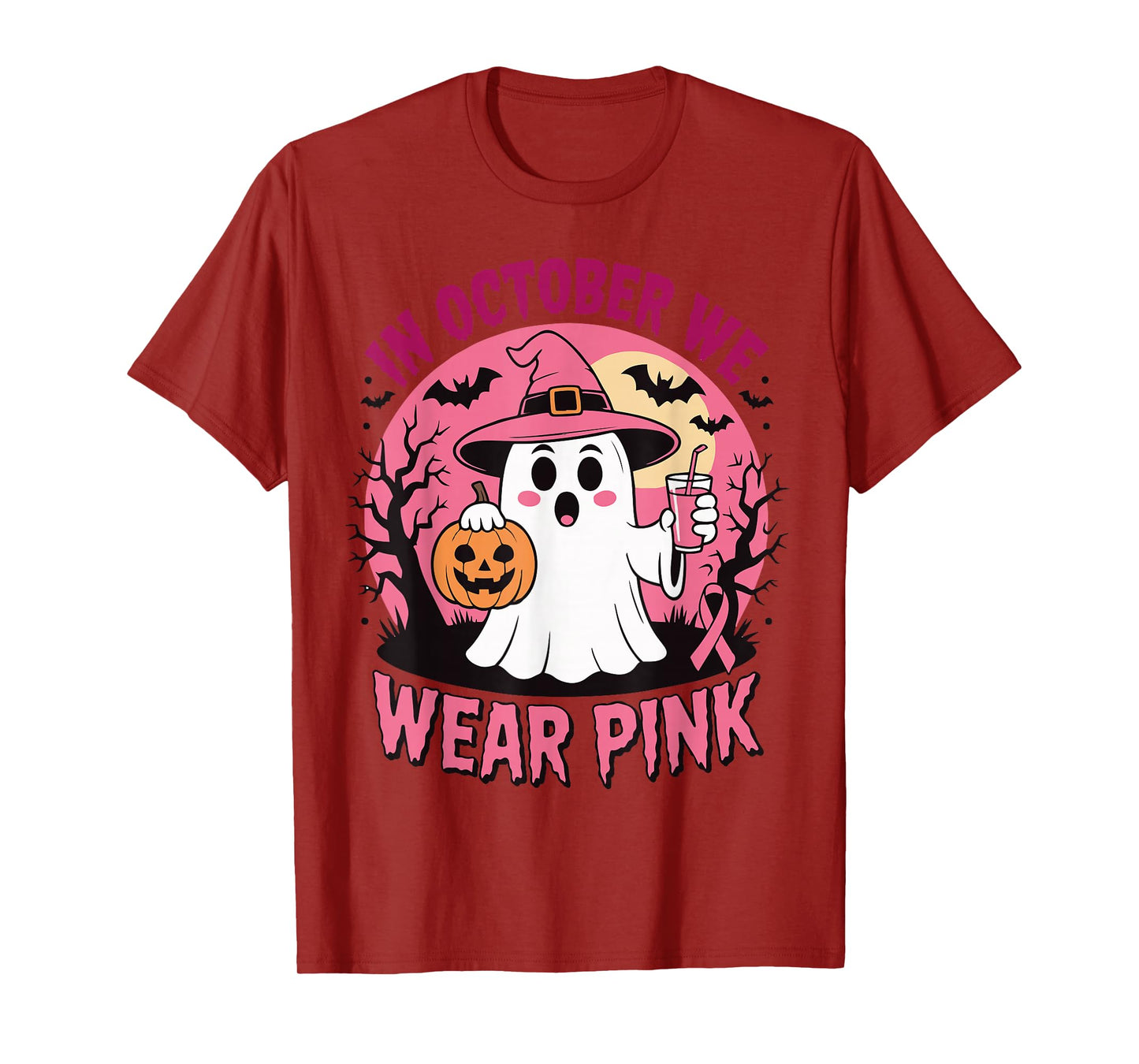 Breast Cancer in October We Wear Pink Ghost for Women T-Shirt