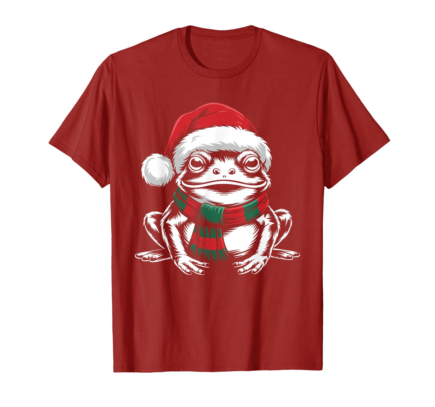 Frog Xmas Santa Hat Scarf Christmas Costume T-Shirt
