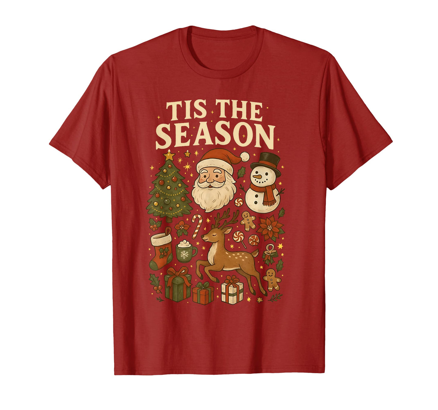 ‘Tis The Season Vintage Christmas Cute Icons Holiday Graphic T-Shirt