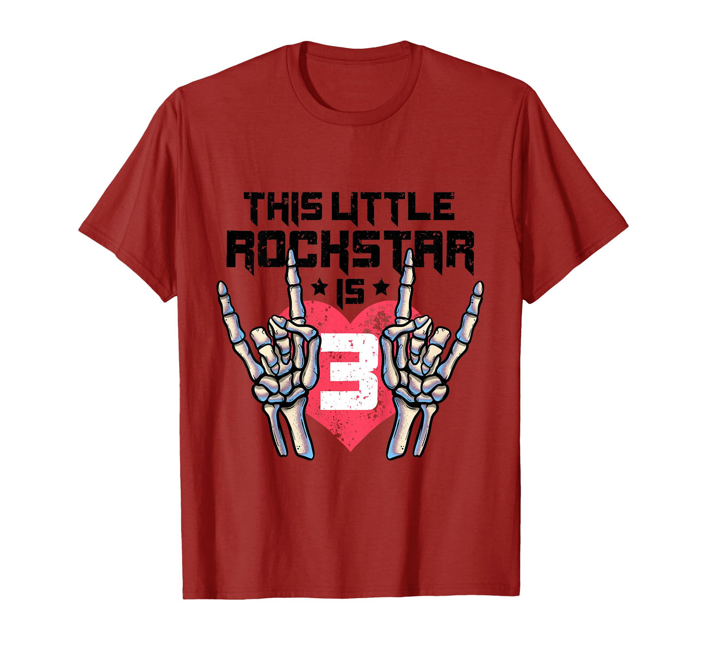 Kids Little Rockstar is 3 Rock&Roll Birthday Retro Rock And Roll T-Shirt