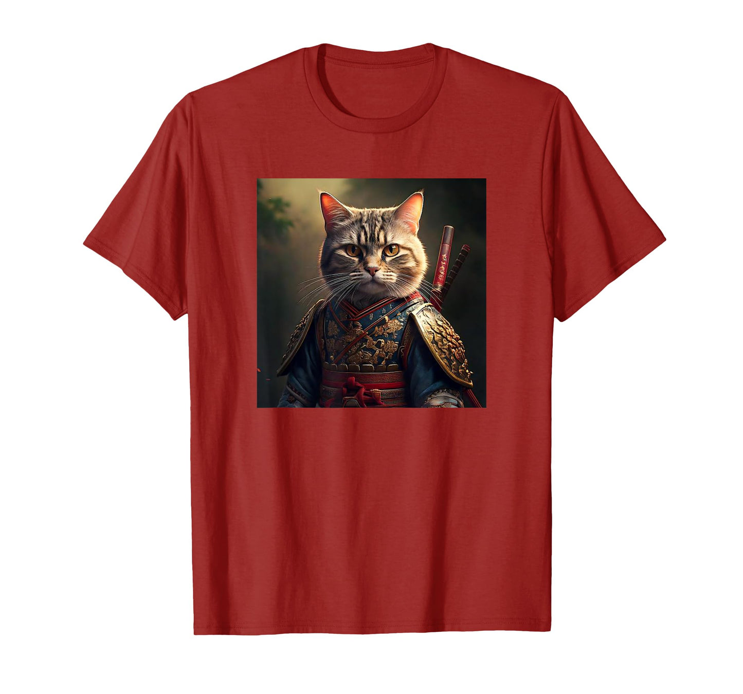 Kawaii Samurai Cat Portrait - Elegant Japanese Art Anime Cat Men Women T-Shirt