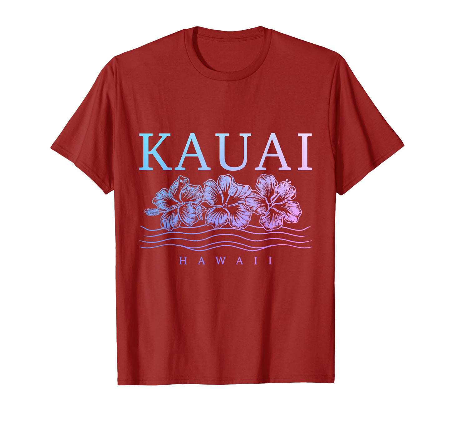 Kauai Hawaii Hawaii Hawaii Hibiscus Flowers Surfer Souvenir T-Shirt