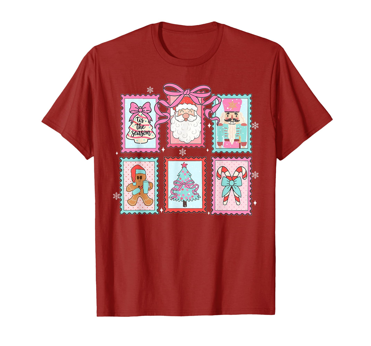 Coquette Bow Merry Christmas Preppy Xmas Pajamas Women Kids T-Shirt