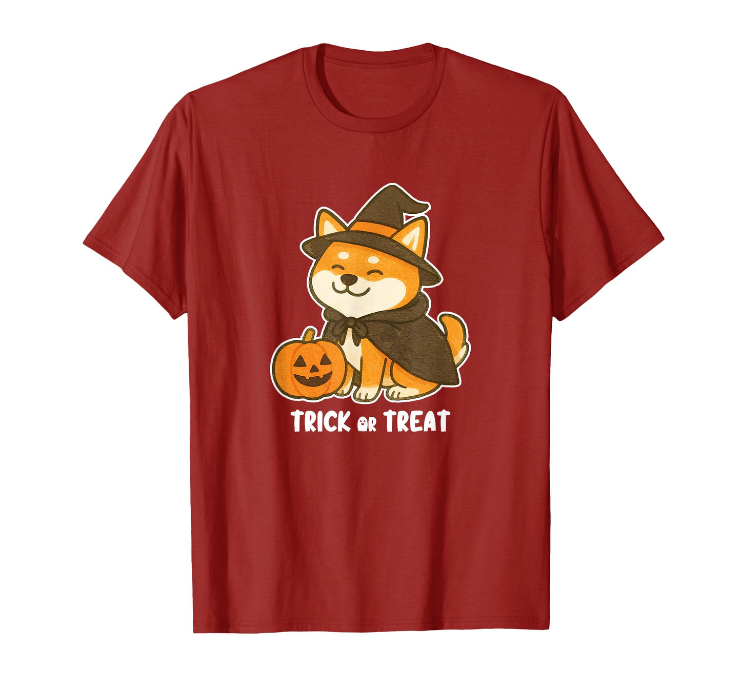 Shiba Inu Witch with Jack o Lantern Halloween Pumpkin Cute T-Shirt