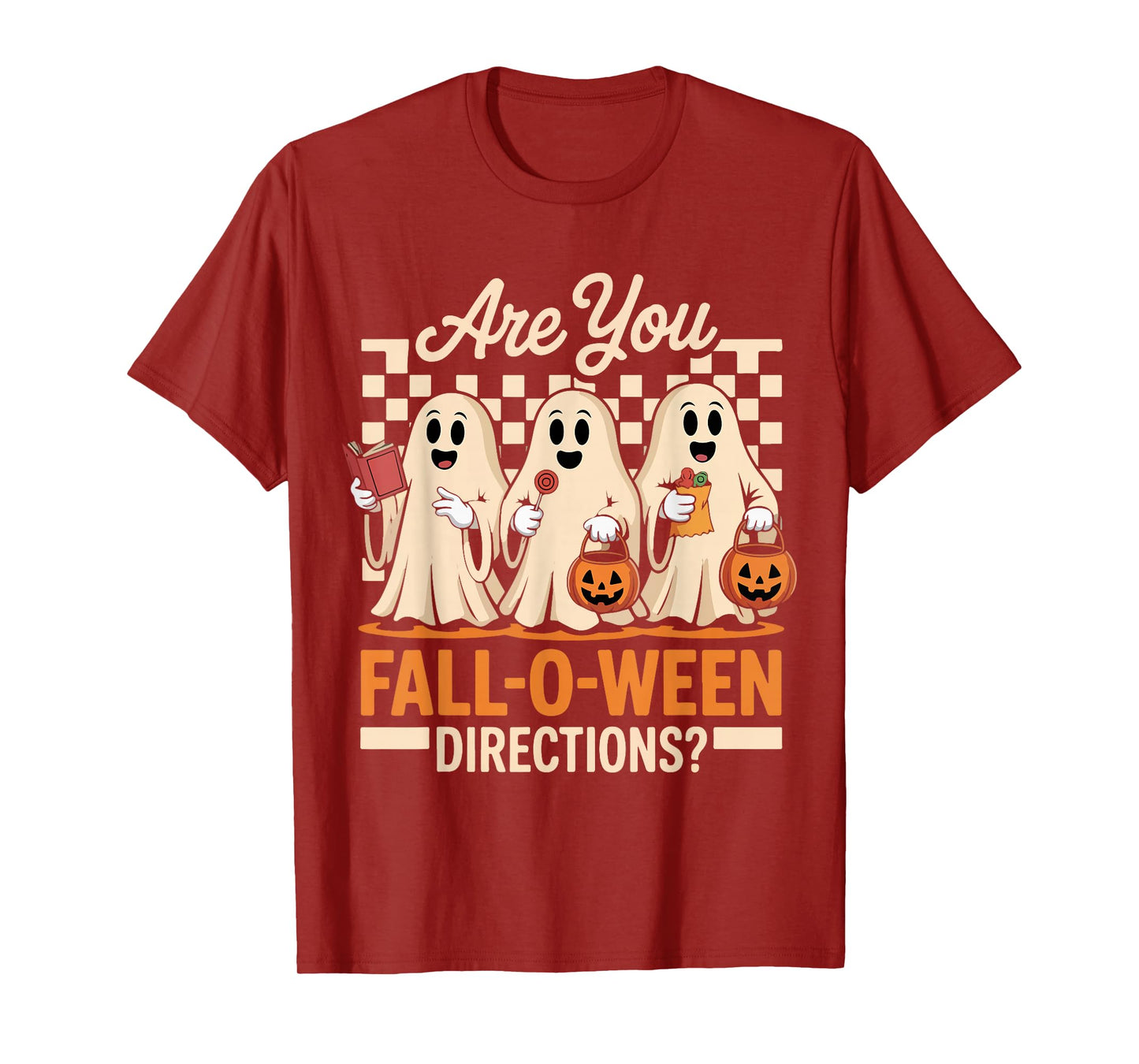 are You Fall O Ween Directions Halloween Teacher Ghost Retro T-Shirt
